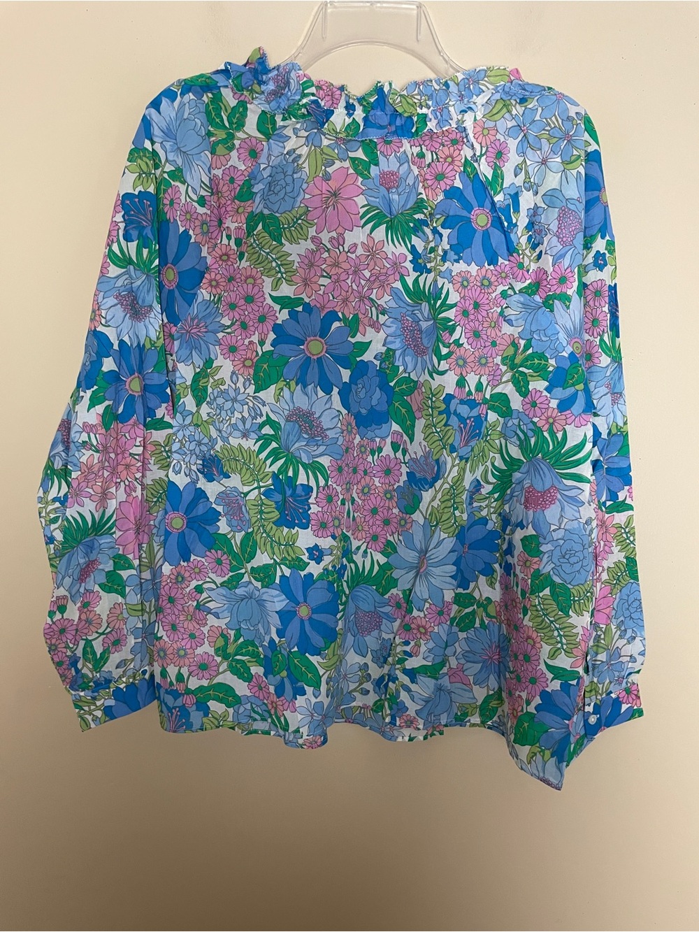 J. Crew Tie Front Ruffle Blouse Top Women's Large Fairy Floral AW851 Lightweight - Picture 7 of 13